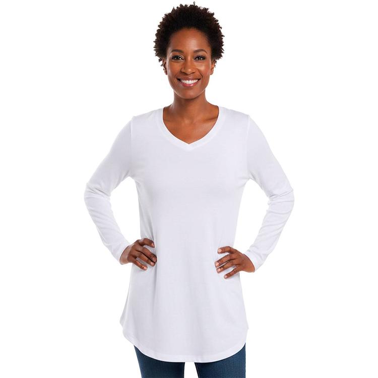 Plus Size Architect(R) Long Sleeve Rib Rounded Hem Crew Neck Tee