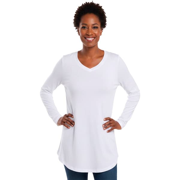 Petite Architect(R) Long Sleeve Rib Rounded Hem Crew Neck Tee - image 