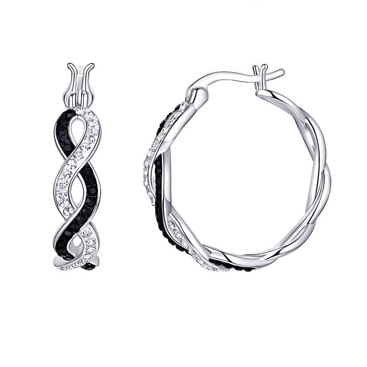 10kt. Gold & Crystal Polished Hoop Earrings