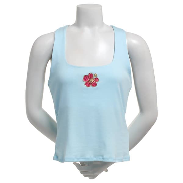Juniors Madden Girl Ribbed Beaded Racer Tank Top - Blue