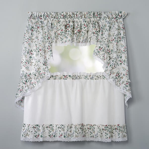 Country Floral Print Ruffled Insert Valance - 52x12 - image 