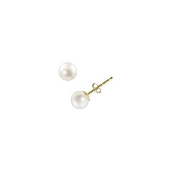 Gemstone Classics&#40;tm&#41; 14kt. Gold & Pearl 6mm Stud Earrings - image 