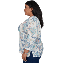 Plus Size Alfred Dunner Ann Arbor 3/4 Sleeve Floral Blouse
