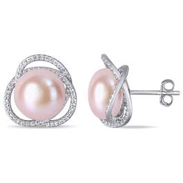 Gemstone Classics&#40;tm&#41; Pearl Interlaced Halo Stud Earrings