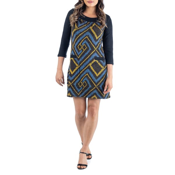 Womens 24/7 Comfort Apparel 3/4 Sleeve Pocket Shift Dress
