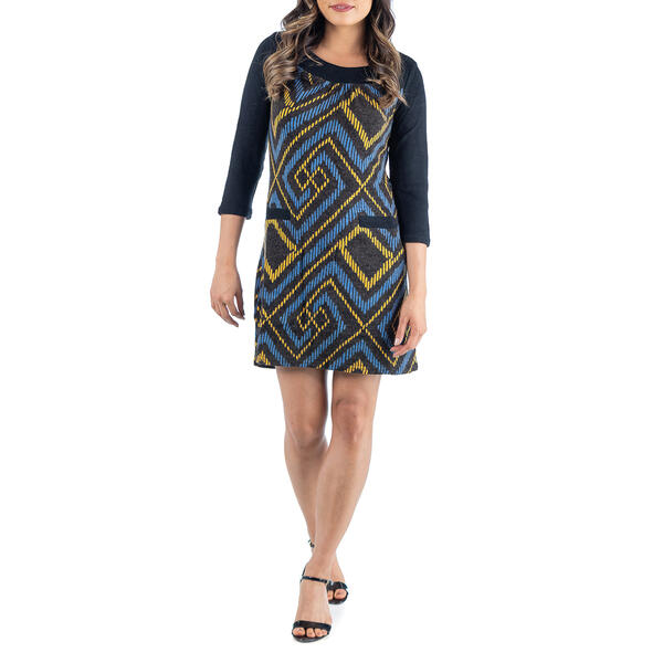 Womens 24/7 Comfort Apparel 3/4 Sleeve Pocket Shift Dress - image 