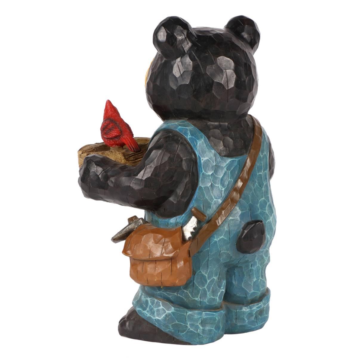 Hi-Line Gift Bear Holding Bird Bath Garden Statue