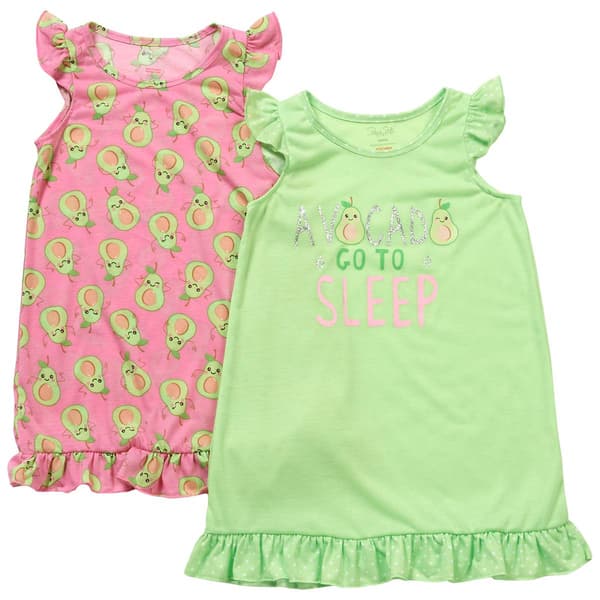 Girls &#40;4-6x&#41; Rene Rofe&#40;R&#41; 2pk. Avocado to Go Nightgowns - image 