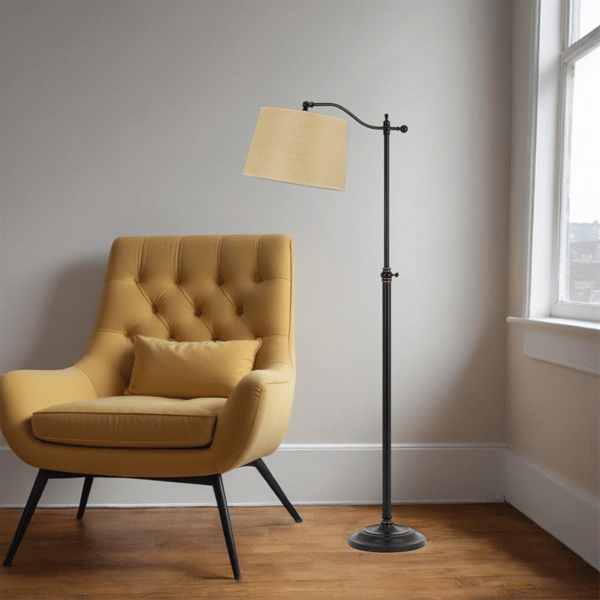 HomeRoots 63in. Bronze Adjustable Floor Lamp With Square Shade