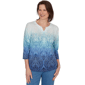 Petite Alfred Dunner Classics 3/4 Sleeve Ombre Blouse - image 1