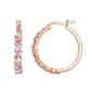10kt. Gold w/ Pink & White Crystal Fancy Hoop Earrings - image 1