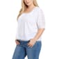 Plus Size NY Collection Short Sleeve Crochet Trim Blouse - image 3