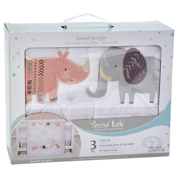 Trend Lab(R) 3pc. Reversible Sweet Jungle Crib Beddings Set