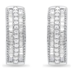 Diamond Classics™ 1/2ctw. Round & Baguette Diamond Hoop Earrings