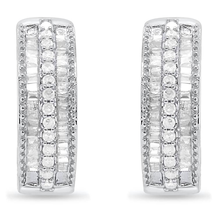 Diamond Classics™ 1/2ctw. Round & Baguette Diamond Hoop Earrings