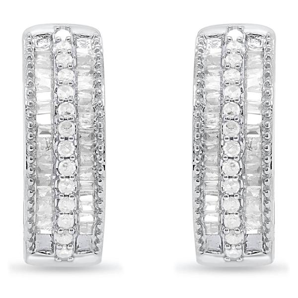 Diamond Classics™ 1/2ctw. Round & Baguette Diamond Hoop Earrings