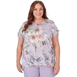 Plus Size Alfred Dunner Charleston Watercolor Floral Mesh Top