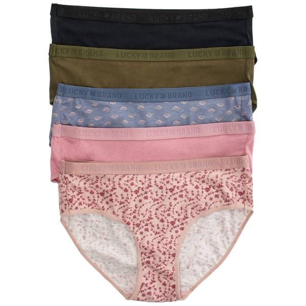 Womens Lucky Brand 5pk. Hipster Logo Waistband Panties LVD82176B