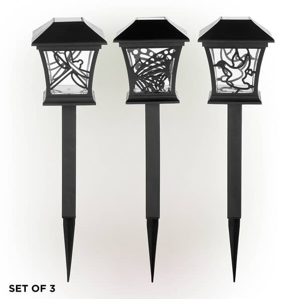 Alpine Solar Butterfly/Dragonfly/Bird Pathway Lights - Set of 3