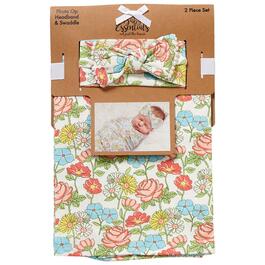 Baby Essentials&#40;R&#41; Floral Garden Swaddle Blanket & Headband Set