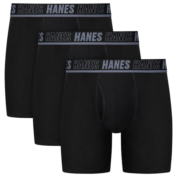Mens Hanes Ultimate® Moves Cotton Stretch Boxer Briefs - Black