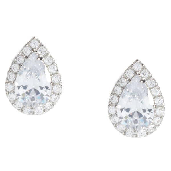 Rosa Rhinestones CZ Teardrop-Shaped Stud Earrings - image 