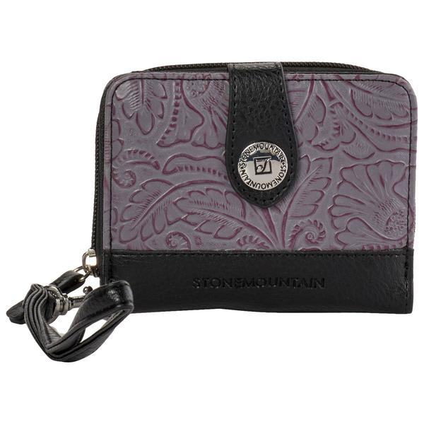 Womens Stone Mountain Tooled Small Zip Around Wristlet - image 