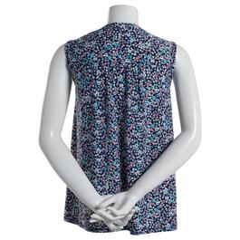 Petite Napa Valley Sleeveless Floral Pleated Knit Henley Top