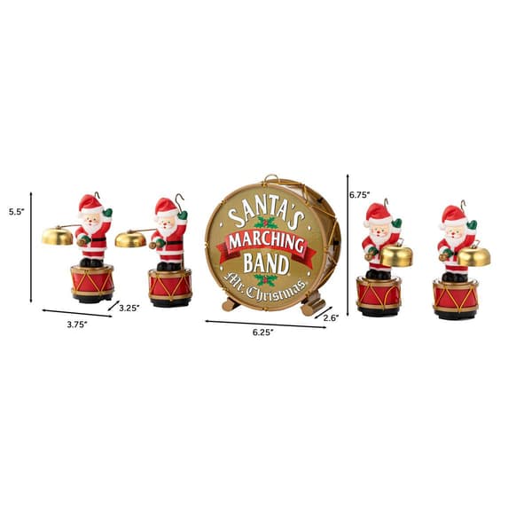 Mr. Christmas 6in. Animated Santas Marching Band Ornaments