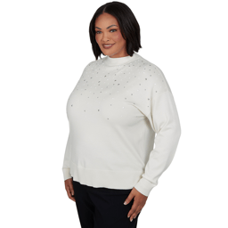 Plus Size Emaline Lavender Revelry Pearl Embellished Sweater