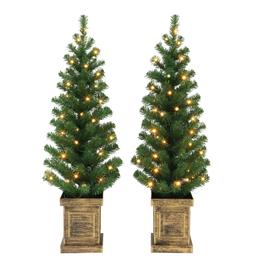 Puleo International 3.5ft. Battery Operated Set of 2 Potted Trees