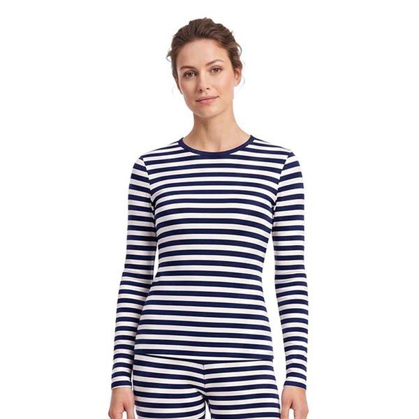 Womens LANDS'' END Stripe Long Sleeve Crew Neck Top