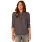 Womens Democracy 3/4 Sleeve Ruffle Neck Plaid Blouse - image 1