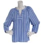 Womens Preswick & Moore® Long Sleeve Stripe Split Neck Blouse - image 2