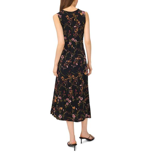Womens MSK Sleeveless Floral V-Neck Twist Front Midi Dress