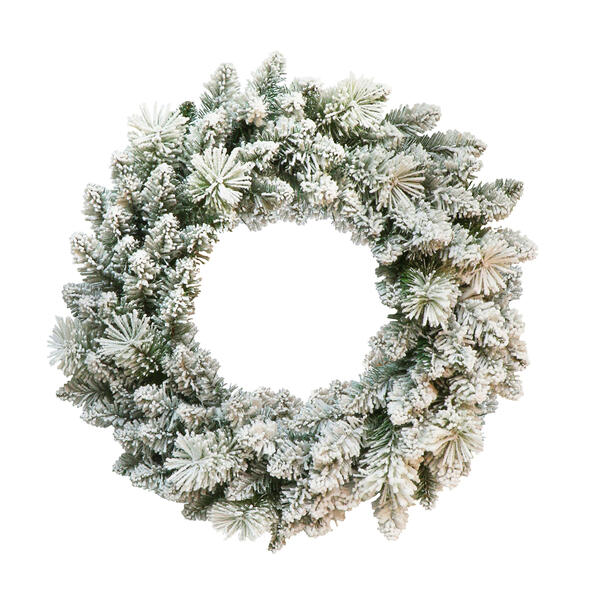 Puleo International 24in. Flocked Spruce Wreath - image 
