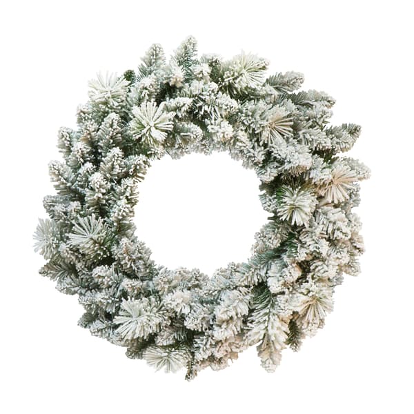 Puleo International 24in. Flocked Spruce Wreath - image 