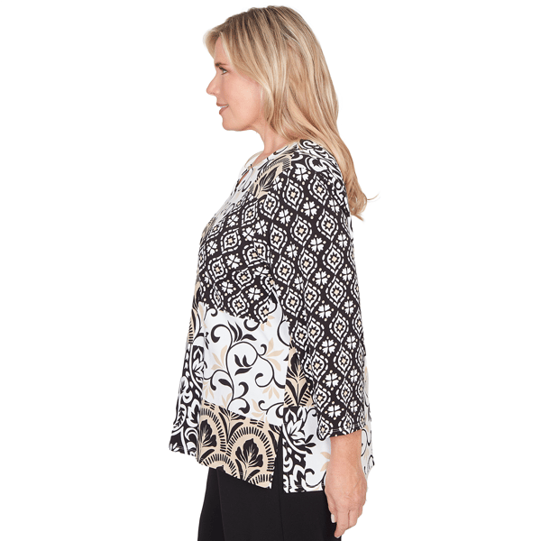 Plus Size Alfred Dunner Classics 3/4 Sleeve Geometric Blouse