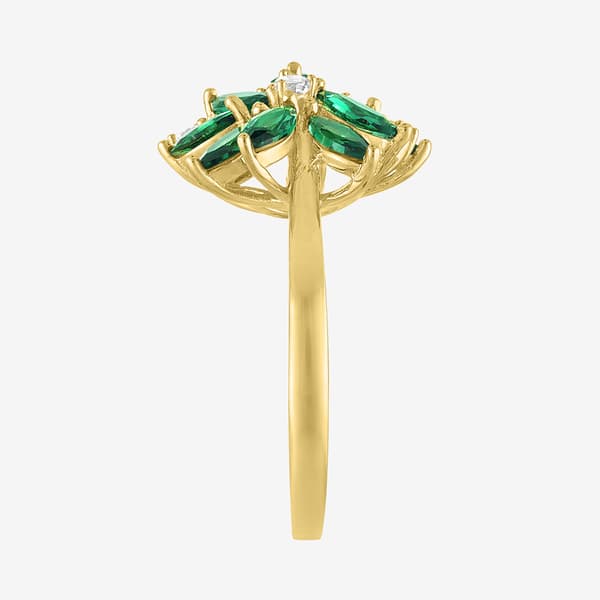 Gemstone Classics™ Lab Grown White Sapphire & Emerald Floral Ring