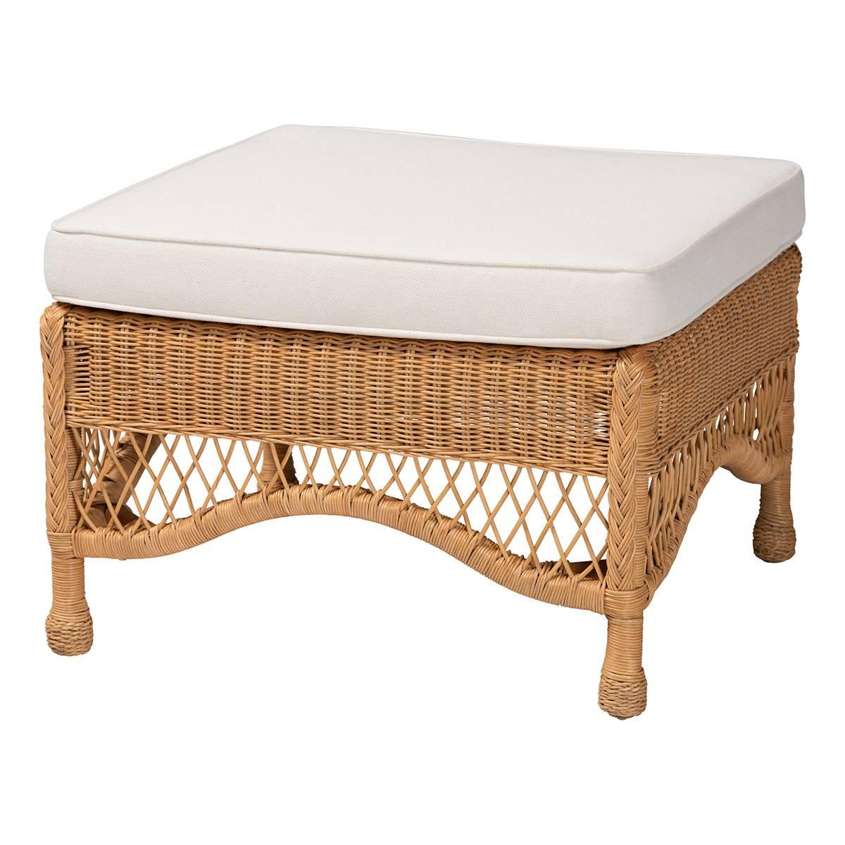 bali & pari Brooklyn Bohemian Honey Rattan Ottoman Stool