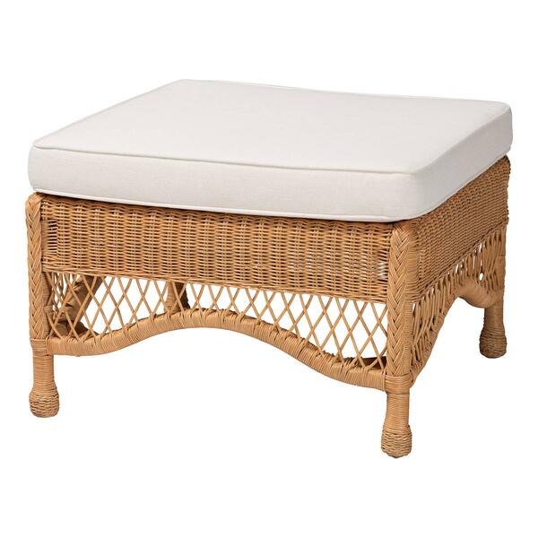 bali & pari Brooklyn Bohemian Honey Rattan Ottoman Stool - image 