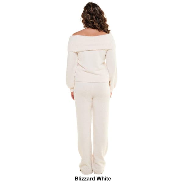 Juniors Pink Rose Prairie 2pc. Boucle Sweater &amp; Lounge Pants Set