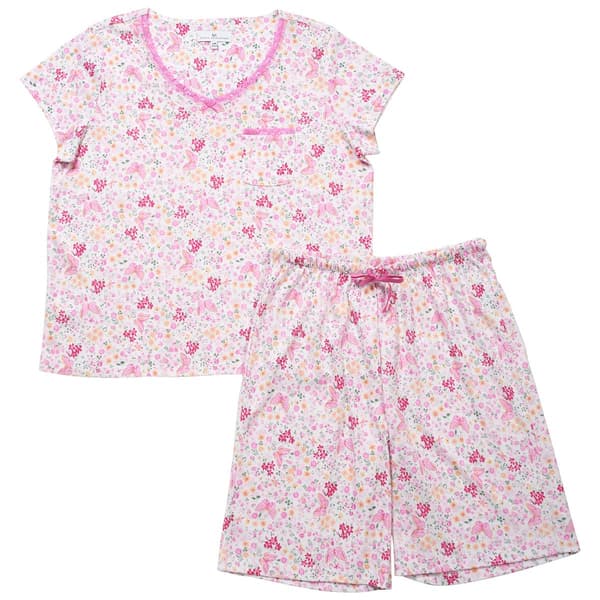 Petite Karen Neuburger Short Sleeve Ditsy Bermuda Pajama Set