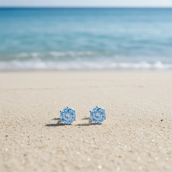 Saffron 0.5ctw. Light Blue Moissanite Diamond Stud Earrings