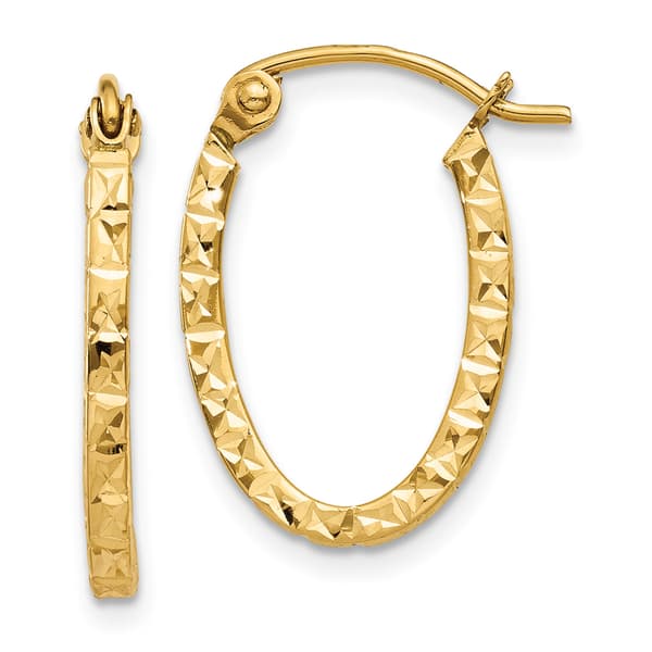 Gold Classics&#40;tm&#41; 14kt. Gold 2mm Oval Hoop Earrings - image 