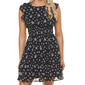 Juniors No Comment Flutter Sleeve Smocked Waist Tier A-Line Dress - image 3