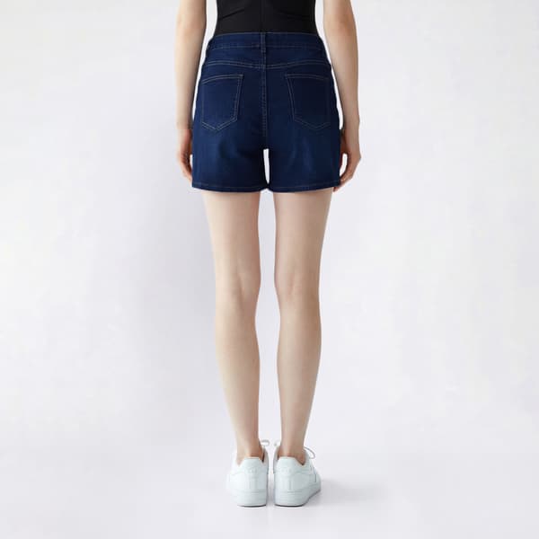 Juniors California Vintage 1 Button Destructed Denim Shorts