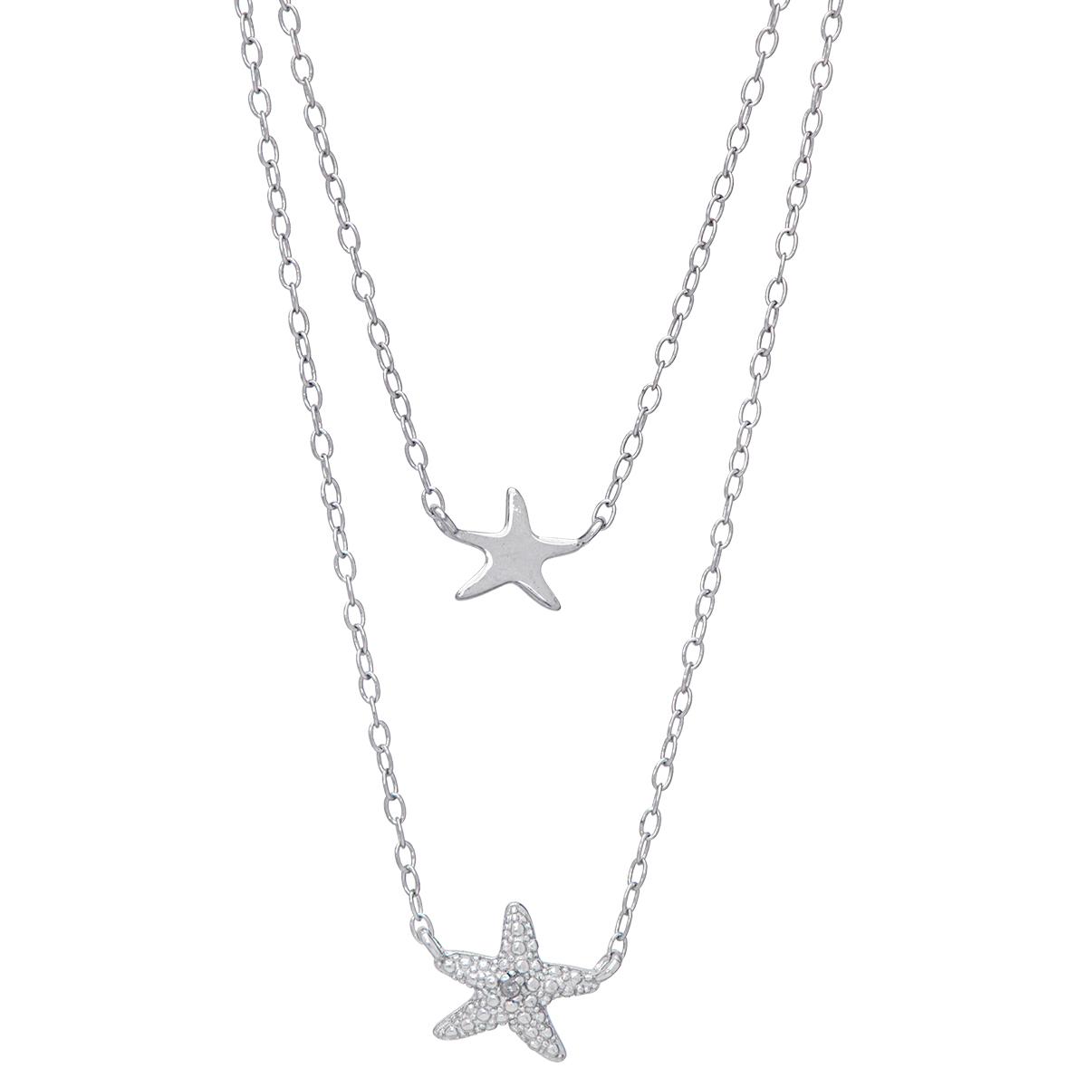 Gianni Argento Sterling Silver Diamond Layered Starfish...