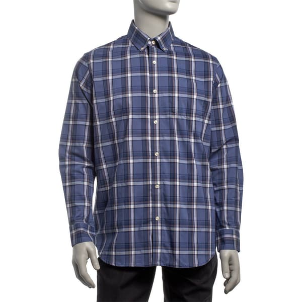 Mens Architect® Regular Fit Plaid Button Down Shirt - Ombre Blue