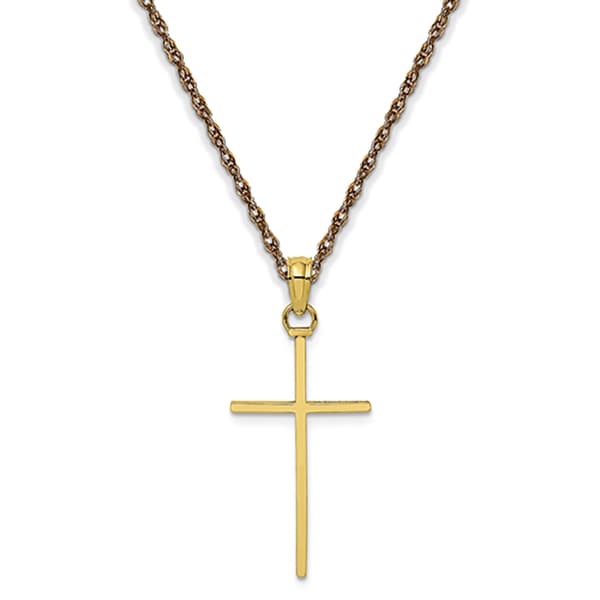 Gold Classics&#40;tm&#41; 10kt. Yellow Gold Cross Charm Necklace - image 